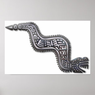 Mayan Serpent - Schwarz und Silber Poster