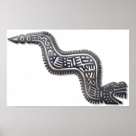 Mayan Serpent - Schwarz und Silber Poster (Vorne)