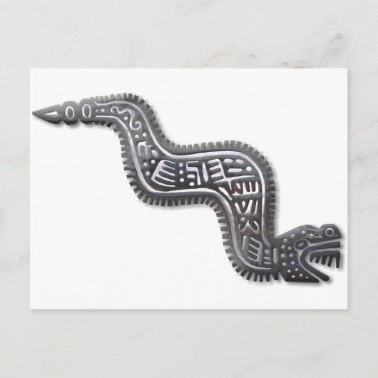 Mayan Serpent - Schwarz und Silber Postkarte (Vorderseite)