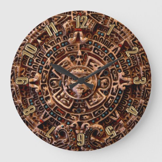 Mayan Sun Calendar Aztec Mexican History Clock Große Wanduhr (Vorderseite)