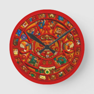 Mayan Sun Calendar Aztec Mexican History Clock Runde Wanduhr