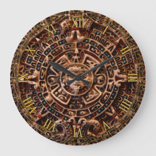 Mayan Sun Calendar Aztec Mexico History Clock Große Wanduhr