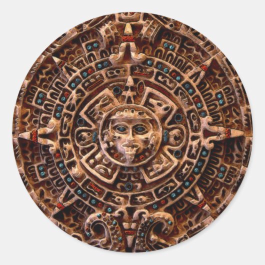 MAYAN Sun-Kalender in Mexiko Runder Aufkleber (Vorderseite)