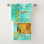 Mayan Turquoise & Golden Misty Sky Badhandtuch Set (Insitu)