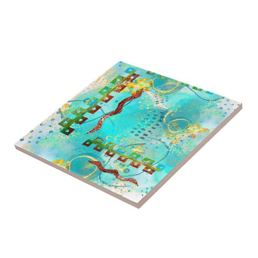 Mayan Turquoise & Golden Misty Sky Fliese (Seite)