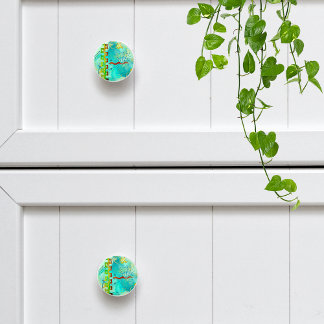 Mayan Turquoise & Golden Misty Sky Keramikknauf