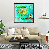 Mayan Turquoise & Golden Misty Sky Poster