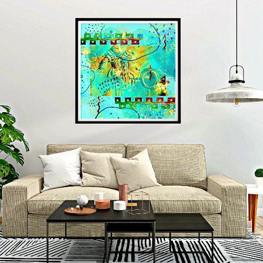 Mayan Turquoise & Golden Misty Sky Poster