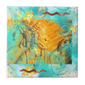 Mayan Warrior Turquoise & Golden Misty Sky Fliese (Vorderseite)