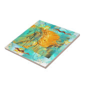 Mayan Warrior Turquoise & Golden Misty Sky Fliese (Seite)