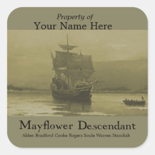 Mayflower-Buchzeichen Quadratischer Aufkleber