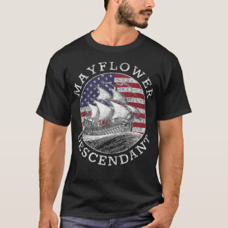 Mayflower Descendant USA Flag erschüttert T-Shirt