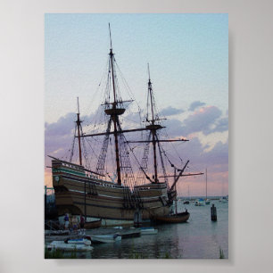 Mayflower II bei Sonnenuntergang Poster