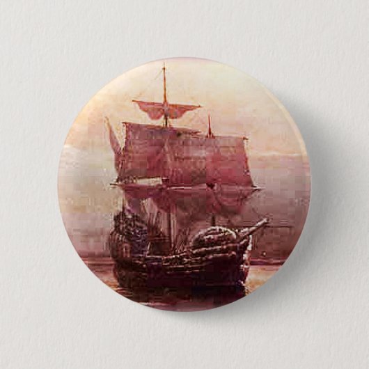Mayflower im der Hudson-Hafen Button (Vorderseite)