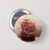 Mayflower im der Hudson-Hafen Button (Vorne & Hinten)