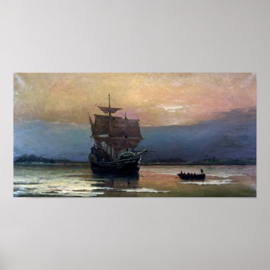Mayflower im Hafen von Plymouth Poster (Vorne)