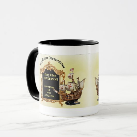 Mayflower Nachkomme-Kaffee-Tasse Tasse (Vorderseite Links)