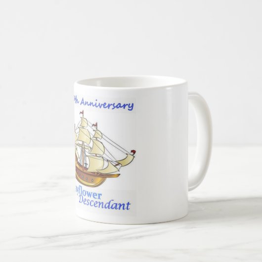 Mayflower Nachkomme-Segelschiff-Jahrestag Kaffeetasse (VorderseiteRechts)