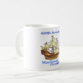 Mayflower Nachkomme-Segelschiff-Jahrestag Kaffeetasse (Vorderseite Links)