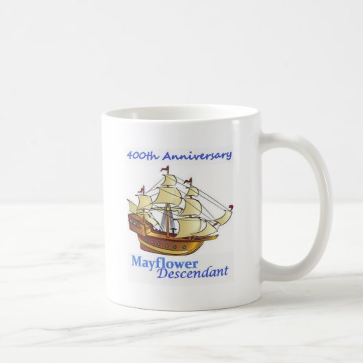 Mayflower Nachkomme-Segelschiff-Jahrestag Kaffeetasse (Rechts)