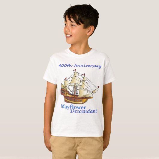 Mayflower Nachkomme-Segelschiff-Jahrestag T-Shirt (Vorne ganz)