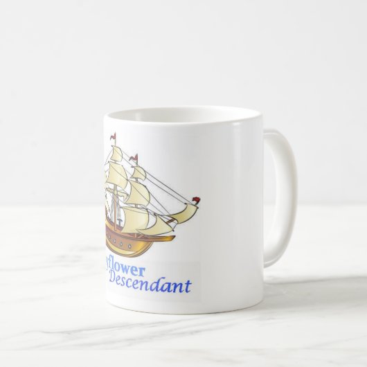 Mayflower Nachkomme-Segelschiff Kaffeetasse (VorderseiteRechts)