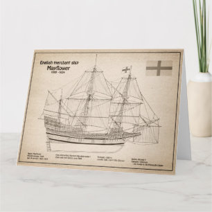 Mayflower - Schiff Bauplan Pläne SD Dankeskarte