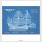 Mayflower - Schiffs-Blueprint-Pläne ABD Aufkleber (Blatt)
