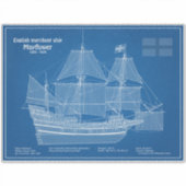 Mayflower - Schiffs-Blueprint-Pläne ABD Aufkleber (Vorderseite)