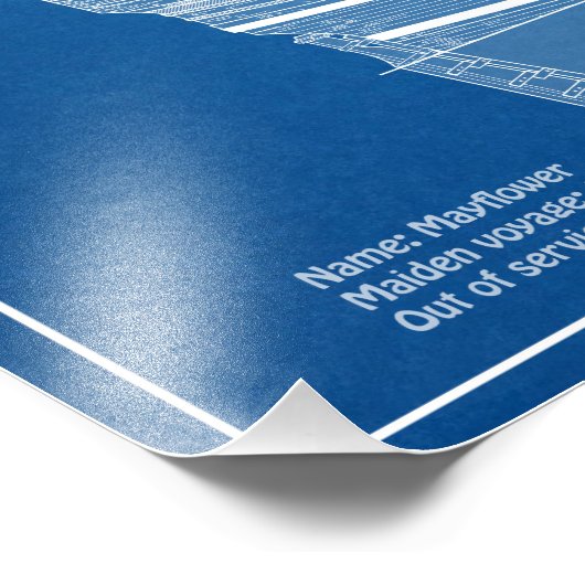 Mayflower - Schiffs-Blueprint-Pläne ABD Fotodruck (Ecke)