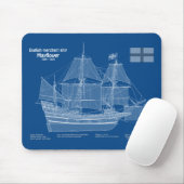 Mayflower - Schiffs-Blueprint-Pläne ABD Mousepad (Mit Mouse)