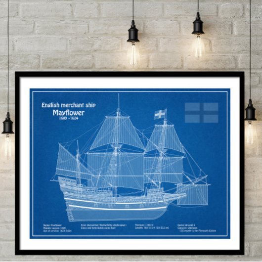Mayflower - Schiffs-Blueprint-Pläne ABD Poster