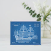 Mayflower - Schiffs-Blueprint-Pläne ABD Postkarte (Stehend Vorderseite)