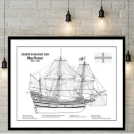 Mayflower - SchiffskBlueprint-Pläne BD Fotodruck