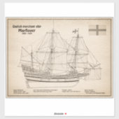 Mayflower - SchiffskBlueprint-Pläne SD Aufkleber (Blatt)