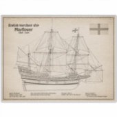 Mayflower - SchiffskBlueprint-Pläne SD Aufkleber (Vorderseite)