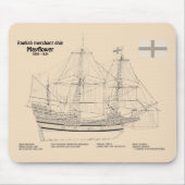 Mayflower - SchiffskBlueprint-Pläne SD Mousepad (Vorne)
