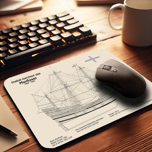 Mayflower - SchiffskBlueprint-Pläne SD Mousepad