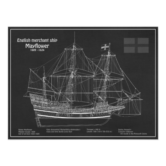 Mayflower - Schiffsplan PD Fotodruck (Vorne)
