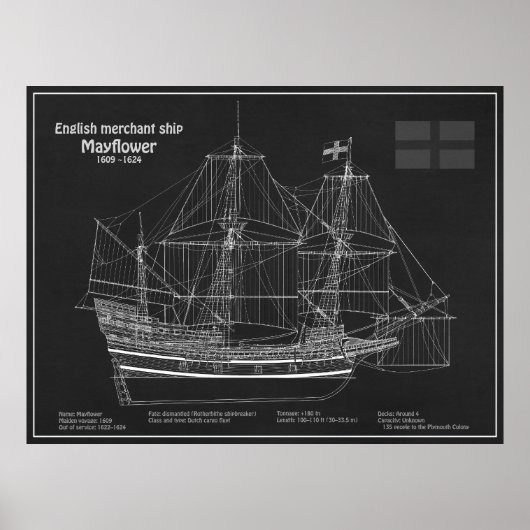 Mayflower - Schiffsplan PD Poster (Vorne)