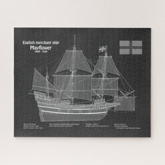 Mayflower - Schiffsplan PD Puzzle (Horizontal)