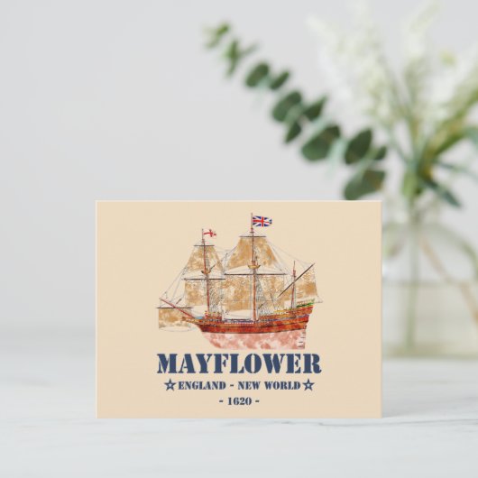 Mayflower Tall Ship - England in New World im Jahr Postkarte (Stehend Vorderseite)