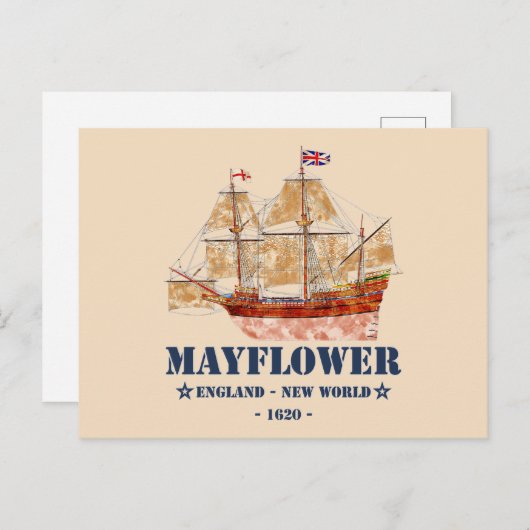 Mayflower Tall Ship - England in New World im Jahr Postkarte (Vorne/Hinten)