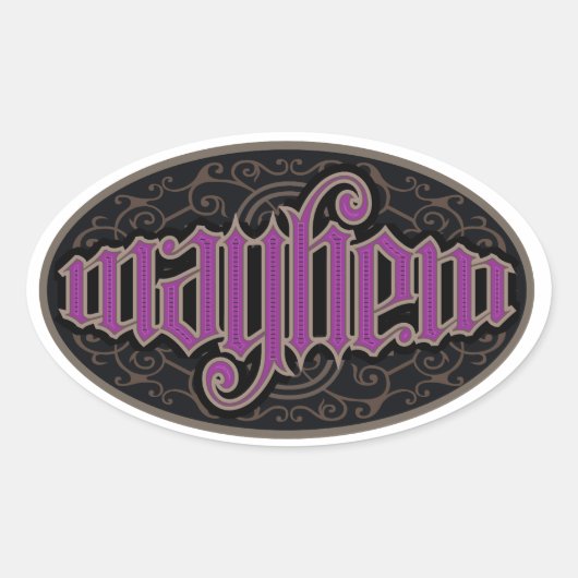 Mayhem Ambigram Stickers (Vorderseite)