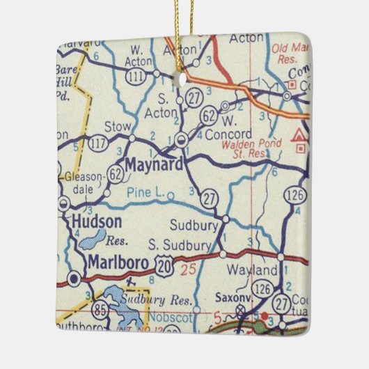 Maynard MA Vintag Map Keramikornament (Links)