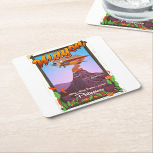 Mayon Volcano philippines Adventure Poster Rechteckiger Pappuntersetzer
