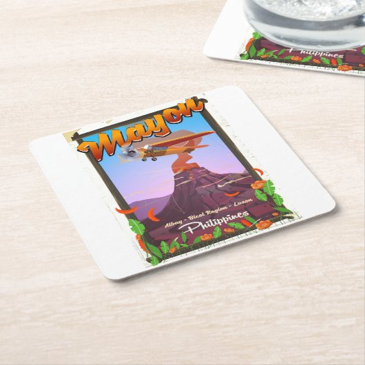 Mayon Volcano philippines Adventure Poster Rechteckiger Pappuntersetzer (angewinkelt)