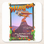 Mayon Volcano philippines Adventure Poster Rechteckiger Pappuntersetzer (Vorderseite)