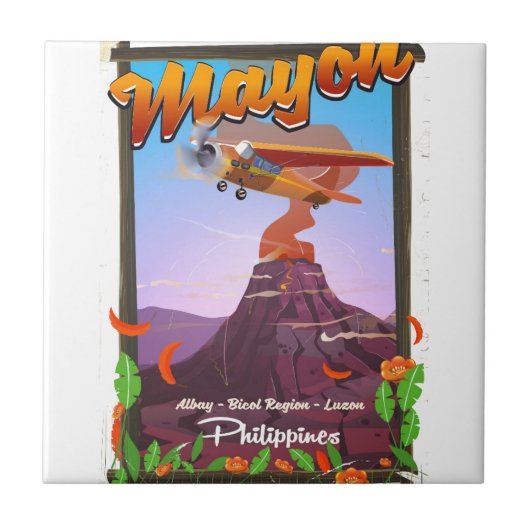 Mayon-Vulkan Philippinen Abenteuerposter Fliese (Vorderseite)