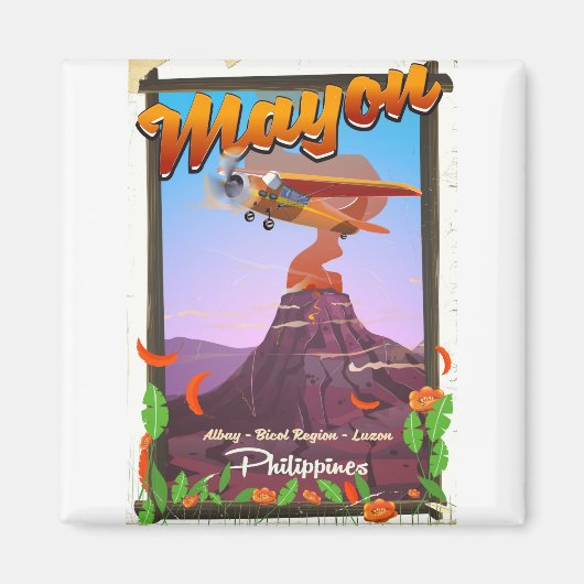 Mayon-Vulkan Philippinen Abenteuerposter Magnet (Vorne)